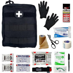 IFAK (Customized First Aid Kit) Trauma Kit by HMZ Medical - Medical Bag for Tactical Outdoor Hiking Military - Backpacking Emergency Bleeding Control Kit (Black)