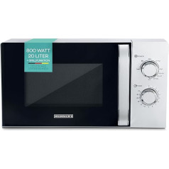 Heinrich's Microwave, Compact Microwave, 20 L Volume, 9 Power Levels, Includes 35 Min. Timer, Defrost Function, Interior Lighting, 360° Turntable with Grill Function, 800 W Power, Silver)
