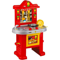 Avilia Spielküche für Kinder mit 14 Zubehörteilen - Geschenkidee für Kinder Küche, rot und gelb, aus Kunststoff, 46 x 29 x 70 cm