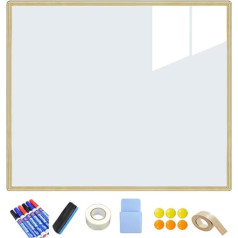Magnetic Dry Wipe White Board Roll with Wood Grain Frame Whiteboard Paper Erasable Adhesive Wall Poster Sheet for Office Classroom (Size : 90 * 120cm)
