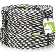 Kratzbaumland Premium Sisal Rope Black/White 12 mm, Black/White Premium Sisal Rope for Scratching Posts (Various Lengths) (100 Metres)