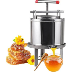 Stainless Steel Manual Honey Extractor, Honey Press Machine Wine Fruit Press with T-taped Handle for Wine, Honey, Juice, Pepper Oil Making