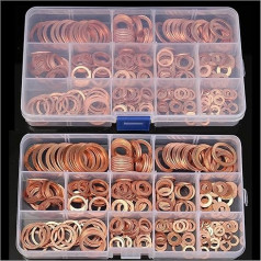 300/280/200/100 Pieces Washer Copper Sealing Fixed Seal Washer Oil Pan Plug Oil for Boat Flat Seal Ring Tool (300 Pieces M5-M20)