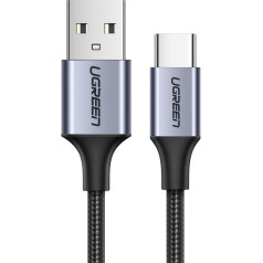 USB-A - USB-C QC 3.0 3A 1,5 m kabelis - pelēks