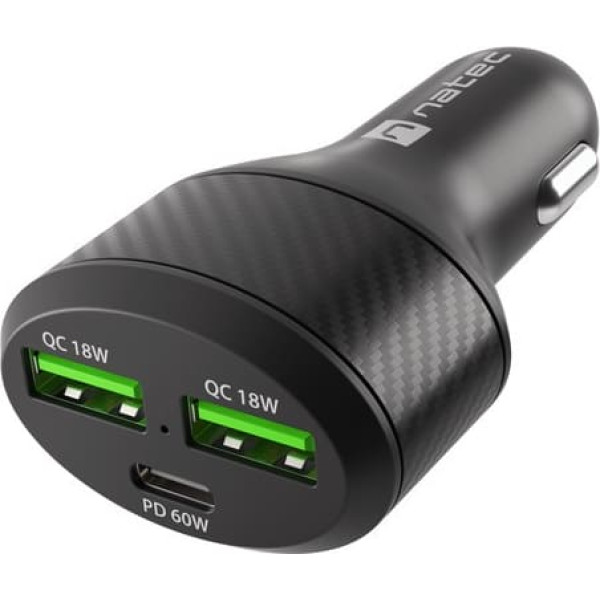 Auto lādētājs coney 2x usb 1x usb-c qc 3.0 jauda 84w melns