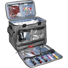 ProCase Universal Sewing Machine Bag Carry Bag for Standard Size Sewing Machines Brother Singer and Janome, Sewing Machine Bag with Storage Compartments for Sewing Accessories and Shoulder Strap, gray