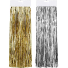 2500 Strands Christmas Tree Decorations Tinsel Garland Iridescent Tinsel Foil Fringe Icicles for Christmas Home Holiday Decor Birthday Graduation Supplies (Gold, Silver)
