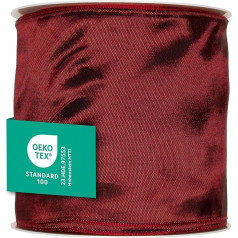 Halbach Seidenbänder Premium Gift Ribbon with Wired Edge, Width 100 mm, Length 25 m, Oeko-Tex 100 Certified Ribbon, Taffeta Ribbon, Made in Germany, Colour: Dark Red