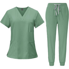 Fonowx Medical Work Wear for Men and Women, Nurse Work Wear Set, Washable, Medical Uniform with Top and Trousers for Beauty Salon, Clinic, Hospital