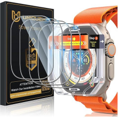 UniqueMe Pack of 4 for Apple Watch Ultra/Ultra 2 Full Screen 9H Tempered Glass Screen Protector - [Secure Hold] Most Durable & Full Coverage - Bubble-Free, Scratch Protection and Clarity for Your