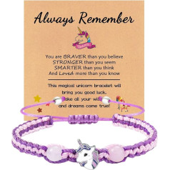 Ruzister Unicorn Children's Bracelet Adjustable, Friendship Bracelets for Girls, Birthday Gifts Teens, Lucky Bracelet Children, Jewellery for Girls with Card, rope