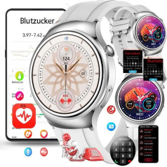 Fohatu Smart watch with Bluetooth calls, blood lipids, uric acid, body temperature monitor, silver glue