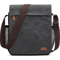 S-ZONE Men's Shoulder Bag 15.6 Inch Large Vintage Canvas Messenger Bag Briefcase Shoulder Bag Office Bag Messenger Bag Work Bag, Dark grey-m, messenger bag