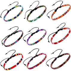 NMBCH Anklet Colourful Braided Rope, 9-Piece Boho Anklet Set, Handmade Beach Jewellery, Adjustable, Waterproof & Adjustable, Surfer Anklet Fabric, Anklet Men & Women Bracelets, rope