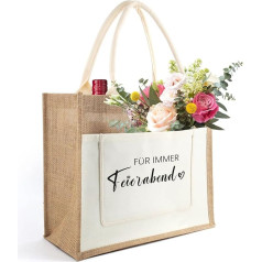 Tarklanda Jute Bag Women's Gift Jute Shopper Bag, Jute Shopping Bag Personalised Jute Bag as a Gift, Gift for Women for Birthday, Mother's Day, Size M, Pensioner Heart