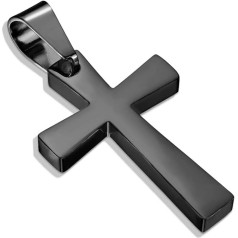 Bungsa Unisex Cross Pendant Black 316L Stainless Steel, Stainless Steel, No Gemstone