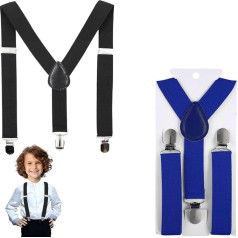 XENQITO Set of 2 Braces Set, Children's Braces Set, Y-Shape Adjustable Braces, Adjustable Braces Set for Boys and Girls, Braces Wide Elastic, Adjustable Length, multicoloured