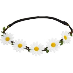 Oblique-Unique® Flower Headband Flower Wreath Hair Jewellery Headdress Bohemia Style Girls Women – Choice of Colours White