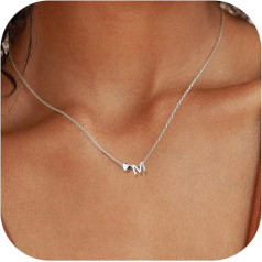 Chriscoco Necklace with Letter Silver Necklace with Letters Gold/Silver Chain Women's Hypoallergenic Heart Chain Initial Letter Silver Chain Women's - With Jewellery Box
