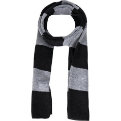 TELAIN Classic Knitted Scarf, Grey and Black Striped Scarf, Soft Knitted Scarf, Scarf for Men and Women, Warm and Comfortable Shoulder Scarf for Winter and Autumn, black