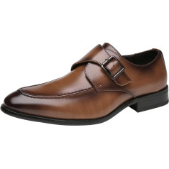 ANUFER Men's Smart Single Buckle Monk Shoes Microfiber Leather Formal Loafer Flats