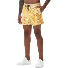 NewL Mens Gold Metallic Shiny Rave Nightclub Comfortable Sweatpants Disco Dance Party Elastic Pants