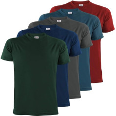 ALPIDEX Men's T-Shirts, Set of 5, Crew Neck, Plain, S, M, L, XL, XXL, 3XL, 4XL, 5XL