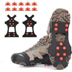 TBoonor Shoe Spikes Shoe Claws Ice Cleats Snow Spikes Crampons Ice Claws Non-Slip with 10 Spikes for Snow and Ice