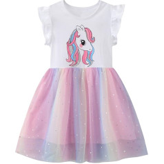 Baogaier Girls' Sequin Tulle Dress Cotton Summer Dress Summer Spring T-Shirt Tulle Dress Children's Dress Size 92-122