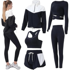Inmarces 5-Piece Women's Sportswear Set, Yoga Set, Tracksuit, Jogging, Gym, Pilates, Sports Outfit