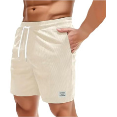 KBOPLEMQ Men's Corduroy Shorts with Pockets Summer Casual Shorts Elastic Waist Loose Beach Shorts Men's Corduroy Shorts Comfortable Leisure Shorts Short Lightweight Sports Shorts