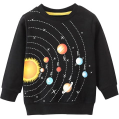 EULLA Children's Boys' Pullover Sweatshirt Long Sleeve Cotton Dinosaur Excavator Tractor Planets Winter Tops 1-7 Years 92 98 104 110 116 122