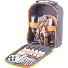 PEARL Picnic Tableware: Picnic Set for 2 People: Glasses, Napkins, Plates, Cutlery (Picnic Crockery Set, Picnic Tableware 2 People, Picnic Blanket)