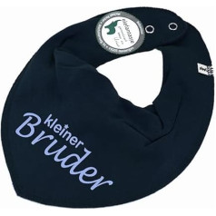 Elefantasie Scarf with Saying Little Brother for Baby or Child Dark Blue Cotton One Size