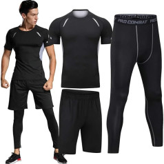 Mens Workout Clothing Outfit Fitness Clothing Gym Outdoor Running Compression Pants Shirt Top Long Sleeve Jacket 4 or 5 Pack