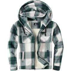 zitysport Hemdjacke Herren Hemd Sherpa Fleece Kariert Gefüttert Kapuzenpullover Fleecefutter Mantel Winter Jacke mit Taschen Flanellhemd Kariertes Männer Sweatjacke mit Kapuze