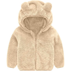 Fleece Jacket Children's Warm Transition Jacket with Hood Plain Hooded Jacket Windproof Winter Jacket for Boys Girls Outdoor Jacket Winter Fleece Quilted Jacket Zip Children's Jacket for 1 - 4 Years
