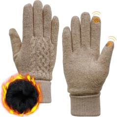 ACUSHLA - Merino Wool Gloves for Men and Women - Fleece Lined Heavyweight Warm Touch Screen Gloves for Cold Weather Winter Soft Thermal Knitted Gloves
