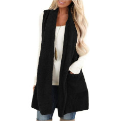 Generisch Fleece Vest Women's Long Teddy Vest Sleeveless Teddy Jacket Winter Warm Fluffy Plush Vest Comfortable Soft Winter Vest Outdoor Cardigan Vests Thermal Vest Cuddly Jacket Lightweight