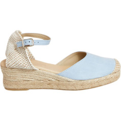 No es lo mismo Espadrilles, Jute Sandals with Wedge Heel for Women, Platform Shoes with 3 Cords, Buckle, Closed Toe, Colour: Sand Colour, Green, Pink, Navy Blue and More