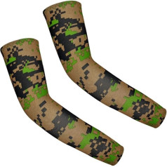 Whakano 1 Pair of Arm Sleeves for Children, Arm Sleeves UV Protection, Breathable Sun Protection Arm Warmers, Arm Warmers for Boys and Girls Cycling Running Baseball Outdoor Sports, Camo Blue, S, 4-6