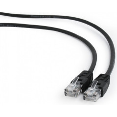 Patch cord cat.5e ar apvalku 0,5m melns