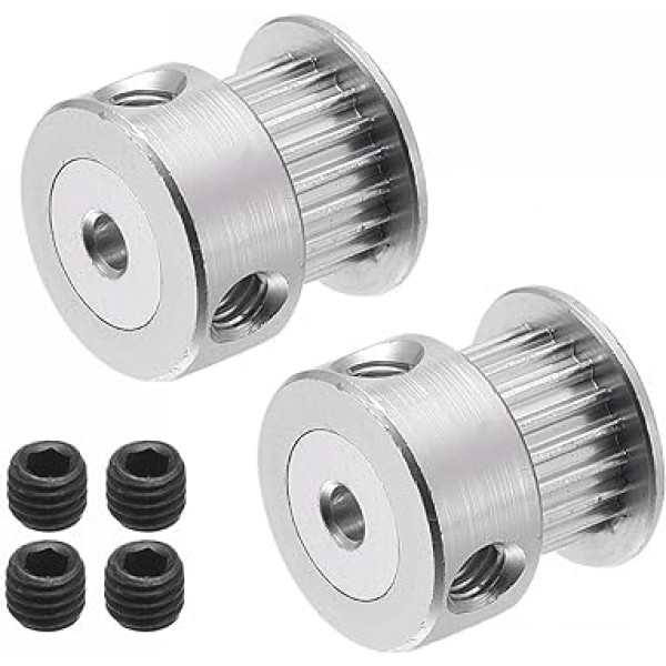 sourcing map 2 pieces 20 teeth 3 mm bore gear aluminium synchronous wheel silver for 3D printer belt CNC machine