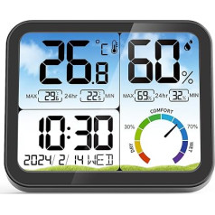 VOCOO Digital Hygrometer Indoor Thermometer - 5.8 Inch Extra Large Display Accurate Humidity Meter Room Thermometer with Calibration, Max-Min Records, Convenience, Backlight, Date and Clock