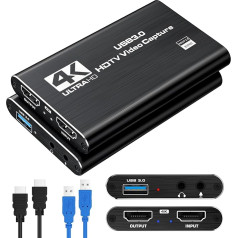 Amtake 4K Video Capture Card, USB 3.0 Capture Card Supports 4K HDMI Loop Output and 1080P 60FPS Streaming Video Recording Compatible with Xbox/PS4/Switch/Camera/PC/OBS