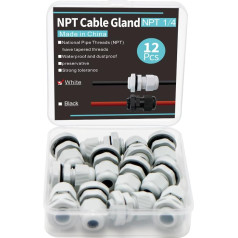 YQMIGU Cable Glands IP68 Waterproof, Cable Strain Relief, 12 Pieces x NPT 1/4 Inch Set, Has Good Thermal Insulation, Suitable for Outdoor Electrical Work, Waterproof Watering in