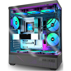 KEDIERS PC Case Pre-Installed 6 ARGB Fans, ATX Mid Tower Gaming Case, with Double Tempered Glass Full Screen Computer Case