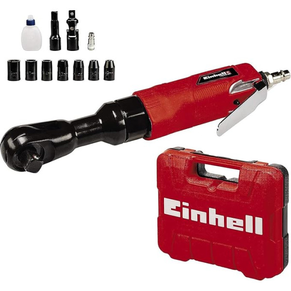 Einhell TC-PR 68 Compressed Air Ratchet Screwdriver (Max. 6.3 bar, Suitable for Fixing and Loosening Screws, Includes 7 Socket Wrenches, Transport/Storage Case, No Oil)