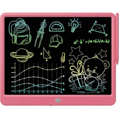 LCD Writing Board Extra Large 15 Inch Colorful Erasable Electronic Digital Drawing Pad Doodle Board Gift for Kids Adults Home School Office (Pink)