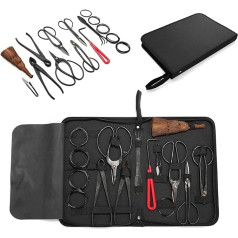 Holzsammlung Garden Tool Set, 15 Pieces Heavy Duty Carbon Steel Gardening Kit with Secateurs, Bonsai Scissors, Bonsai Wire, Tweezers, Bonsai Starter Tools Set for Bonsai Beginners #B